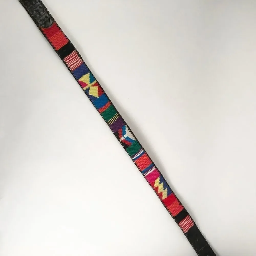 Vintage 90's Black belt with Colorful Pattern